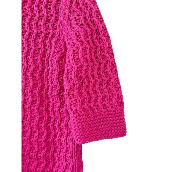 Lafayette 148 New York Cardigan Knitted Single Button Cotton Pink Women's Medium - Picture 3 of 6